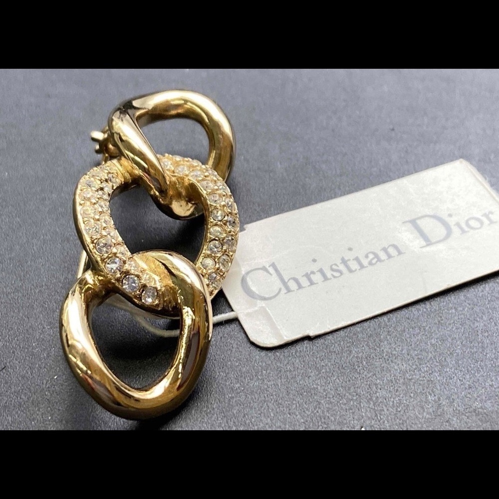 NWT Christian Dior Swarovski Crystal Gold Brooch